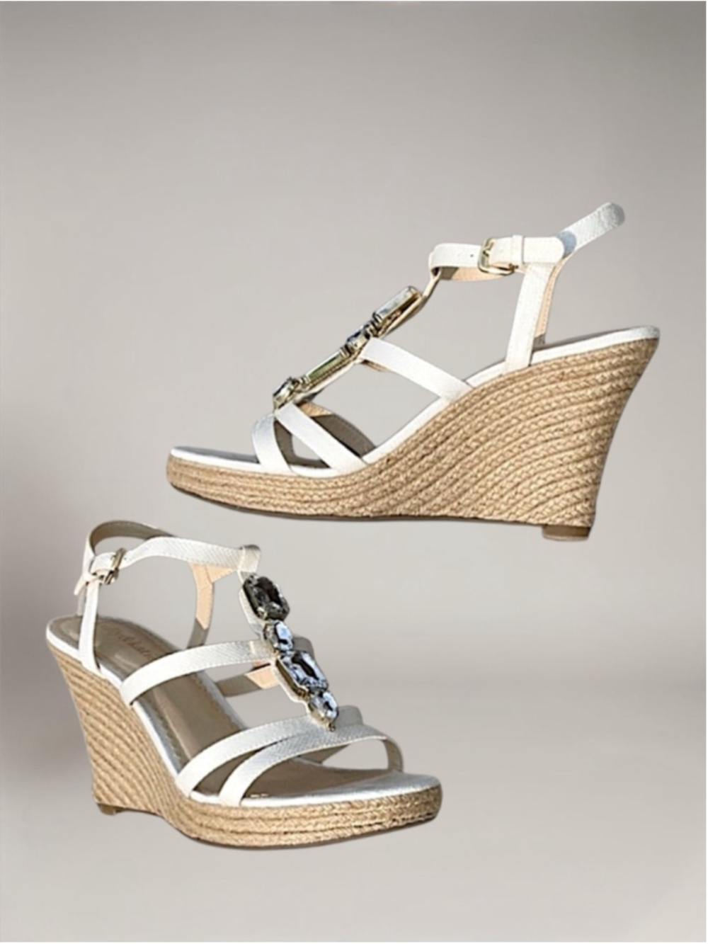 Kelly & Katie Rachel White Jeweled Wedge Sandals – Size 8 - Picture 10 of 11